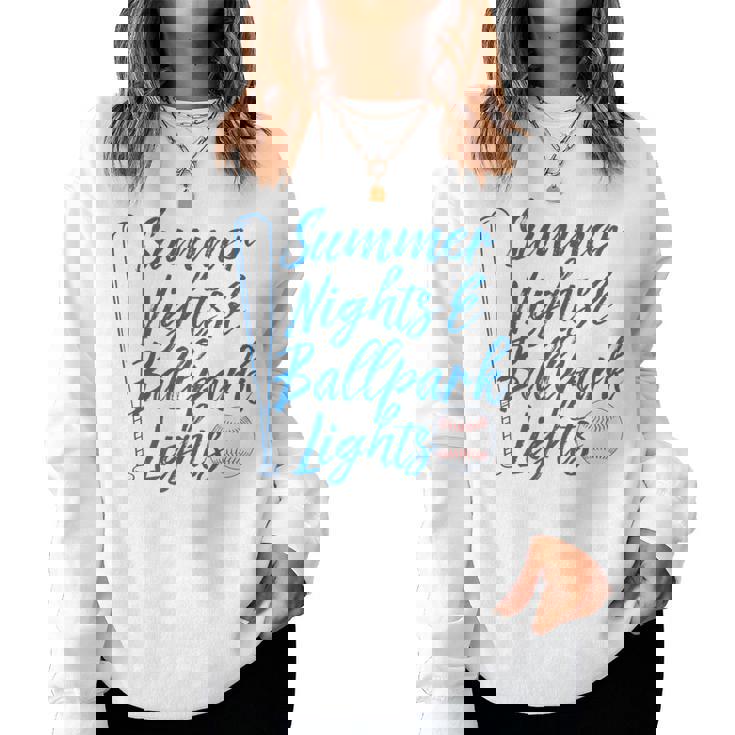 Baseball Mom And Dad Summer Nights And Baseball Lights Women Sweatshirt