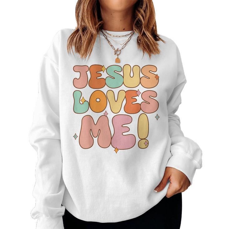Boys Jesus Loves Me- Groovy Toddler Girl Kid Christian Women Sweatshirt