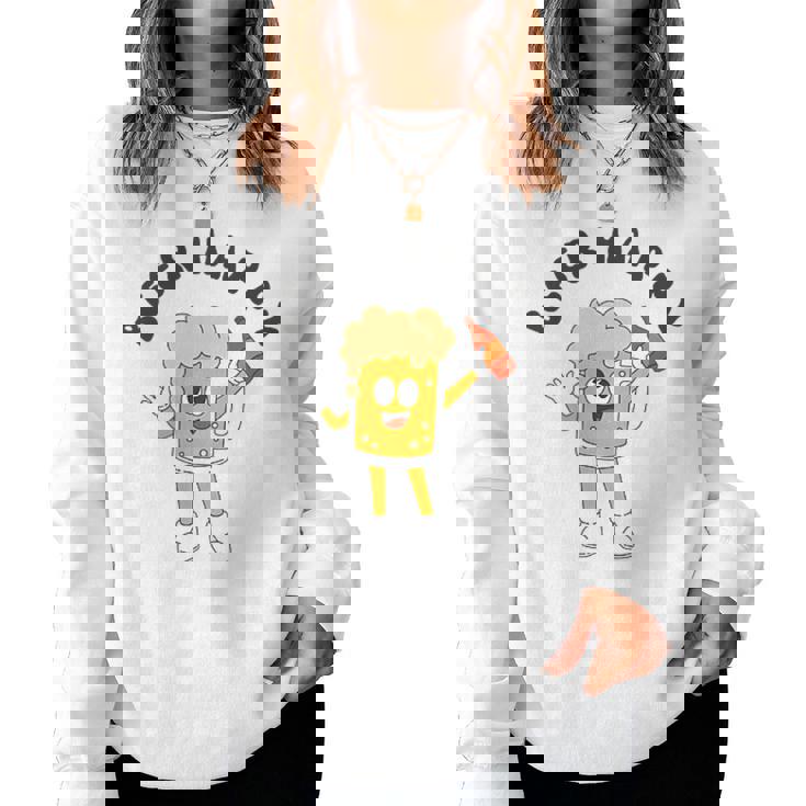 Cerveza Feliz Retro Divertido Dibujos Animados Cool Beer Beer Lovers Fun Sudadera Mujer