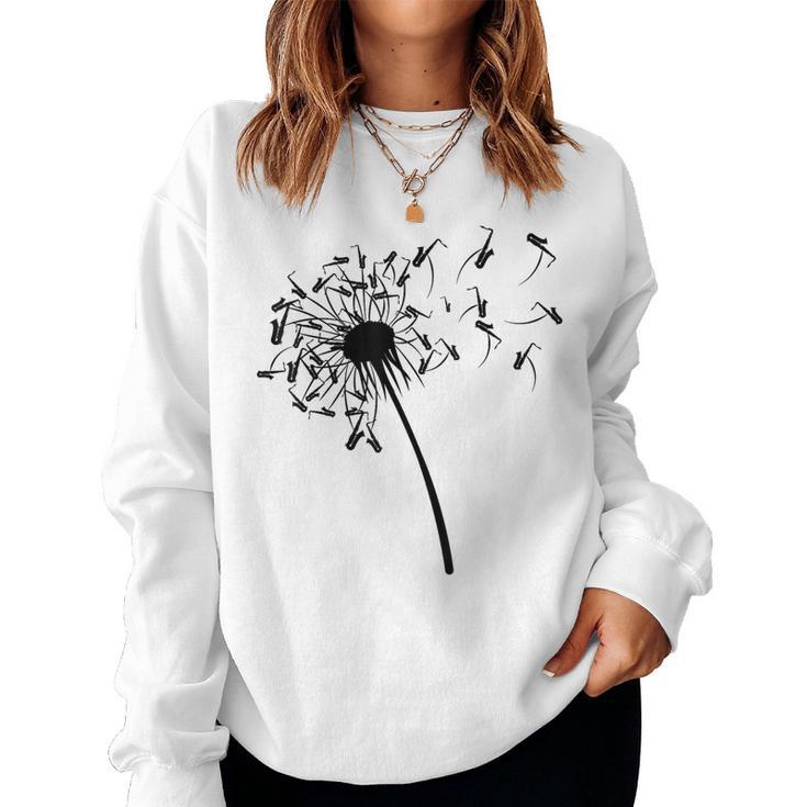 Dandelion Saxophone For Saxophonist Saxophone Sweatshirt Frauen