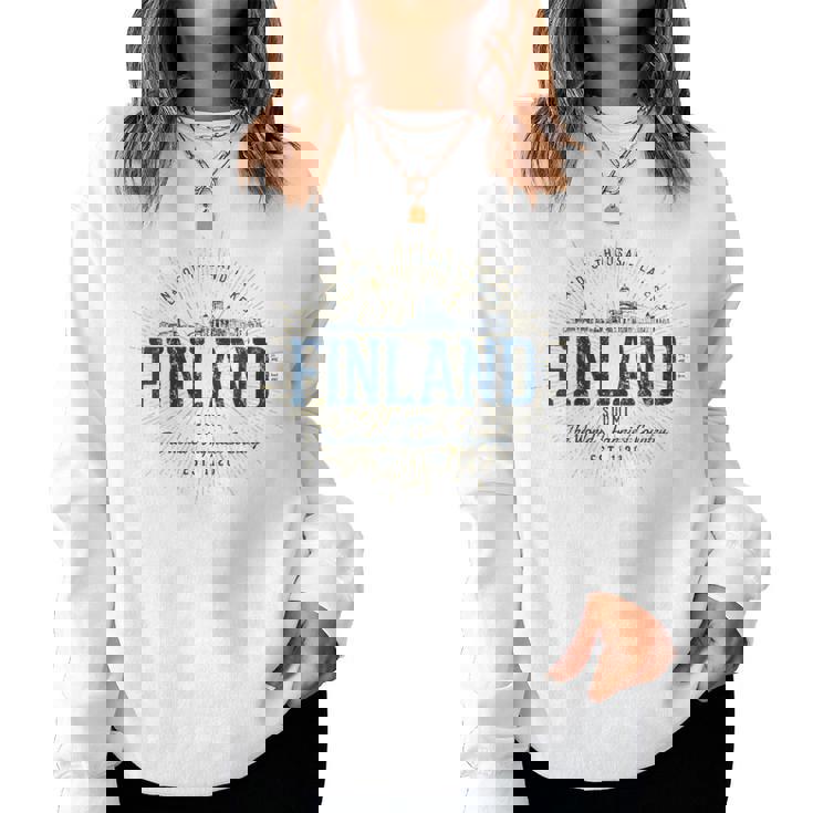 Finlandiaintage De Estilo Retro Cuello Sudadera Mujer