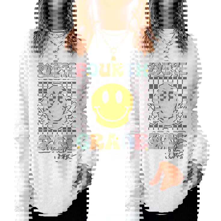 Fourth Grade Vibes Smile Face 4Th Grade Team Back To School Women Sweatshirt