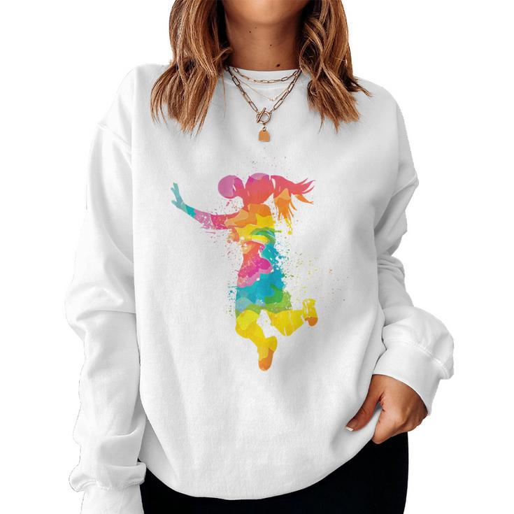 Handball Retro Handball Player Girl's Sweatshirt Frauen