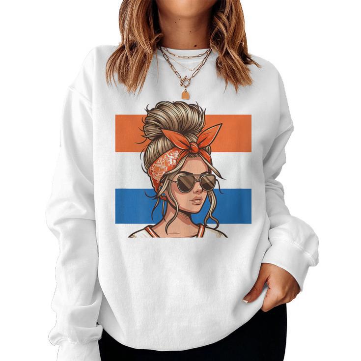 Holland Fan Item Women's Messy Bun Holland Flag Sweatshirt Frauen