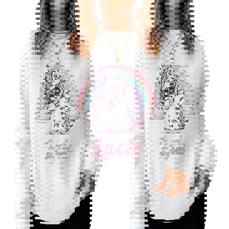 Lucie Cadeau Prénom Personnalisé Fille Licorne Sweat-shirt pour femme