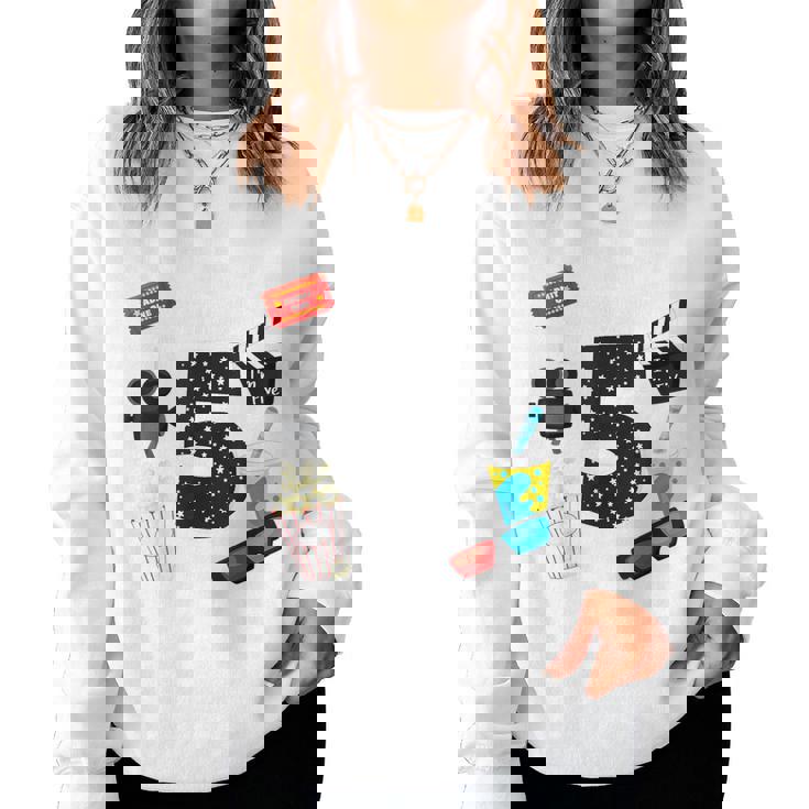 Movie Party 5Th Birthday Party 5 Year Old Birthday Boy Girl Women Sweatshirt