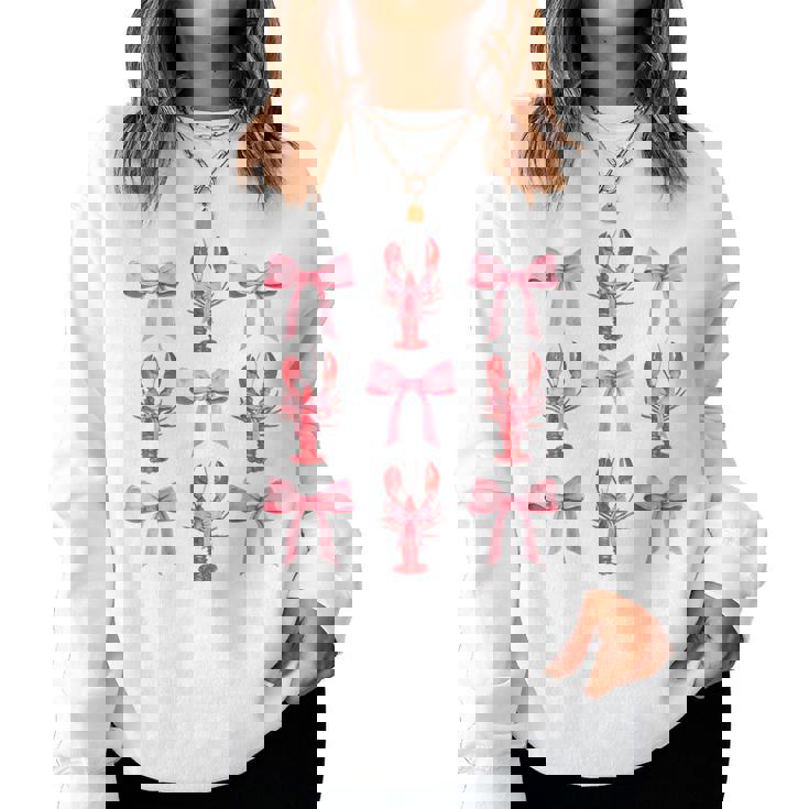 Pink Bow Cute Coquette Crawfish Clean Girl Aesthetic Women Sweatshirt
