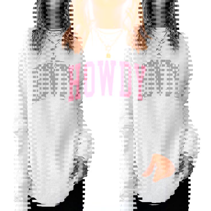 Preppy Cowgirl Varsity Pink Howdy Western Girls Women Sweatshirt