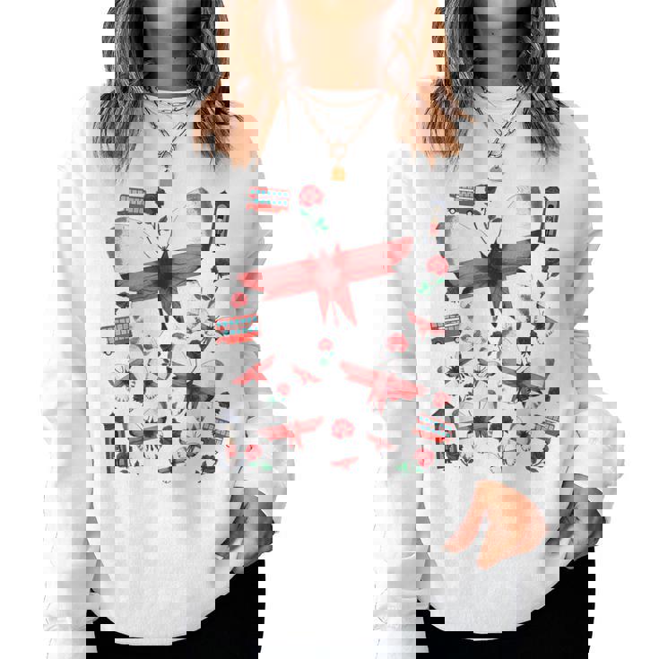 St Georges Day Outfit For & English Flag Butterflies Women Sweatshirt