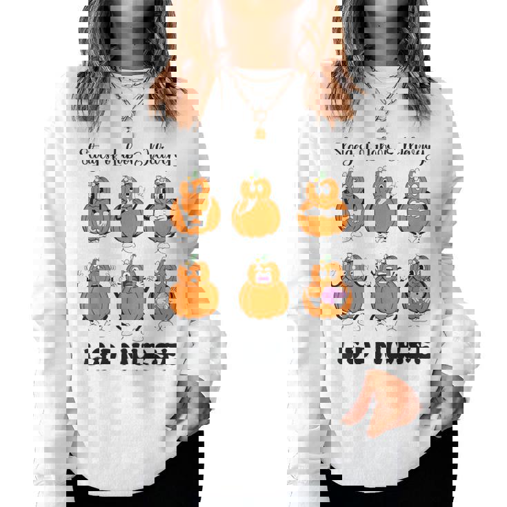 Stage Of Labor And Delivery Nurse Halloween Pumpkins Women Sweatshirt