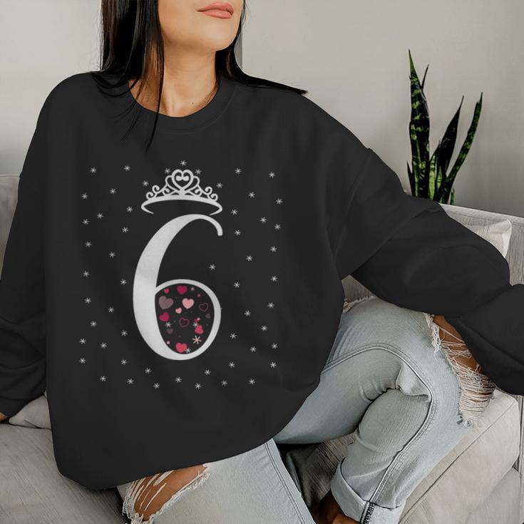 6 Herzen Krone 6 Jahre Alt Happy 6Th Birthday Mädchen Frauen Sweatshirt Frauen Geschenke für Sie