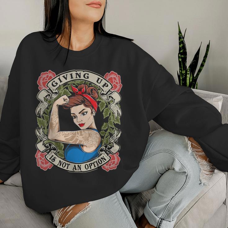 Abgeben Ist Keine Option Starken Wrau Women's Power Sweatshirt Frauen Geschenke für Sie