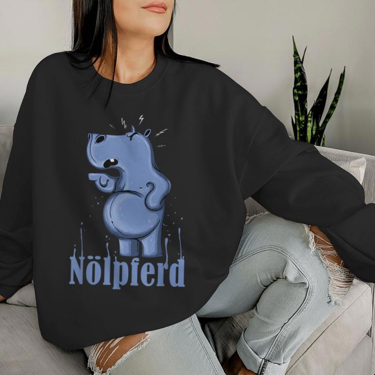 Ähm Nö No Slogan Drama Queen Hippopotamus Nölpferd Sweatshirt Frauen Geschenke für Sie