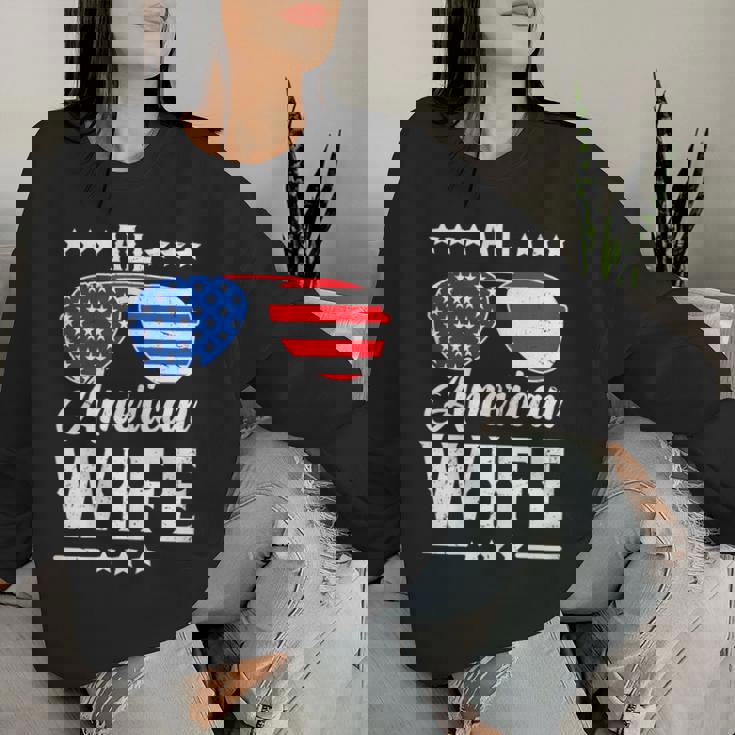 All American Wife 4Th Of July Patriotic Usa Matching Women Sweatshirt Gifts for Her