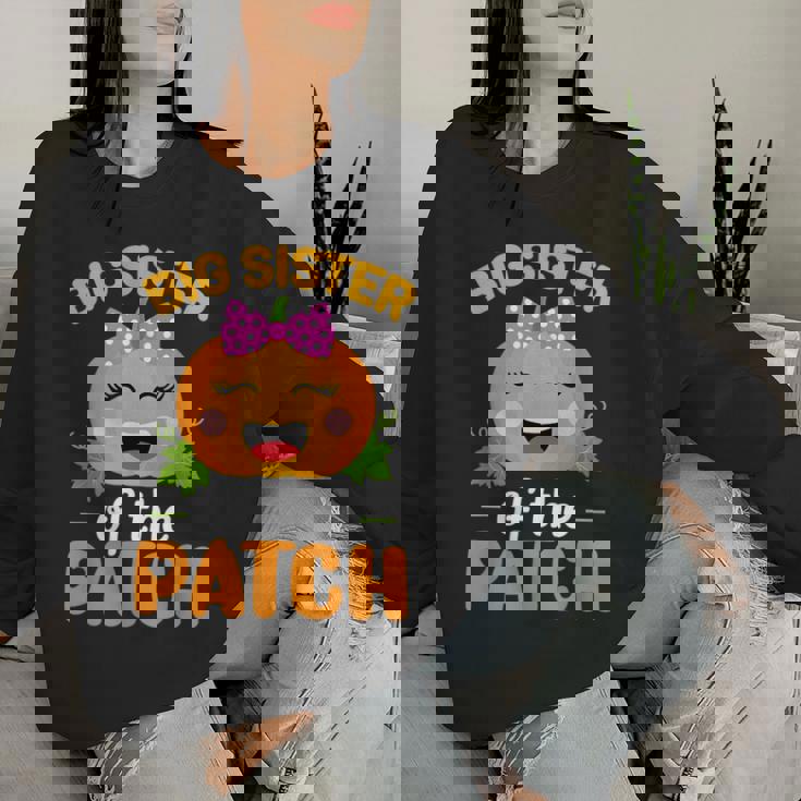 Big Sister Of The Patch Pumpkin Halloween Family Matching Women Sweatshirt Gifts for Her