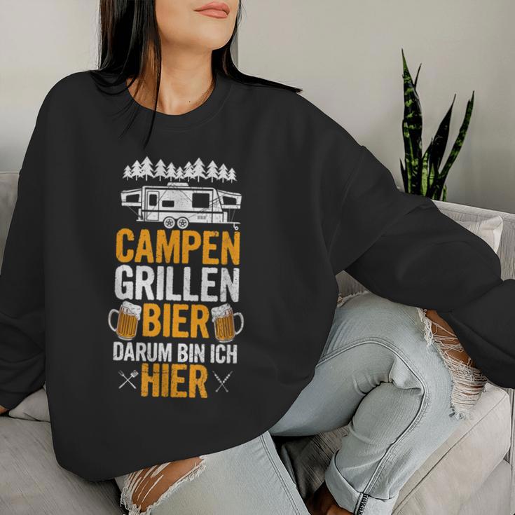 Camping Barbecue Beer Darum Bin Ich Hier Camping S Sweatshirt Frauen Geschenke für Sie