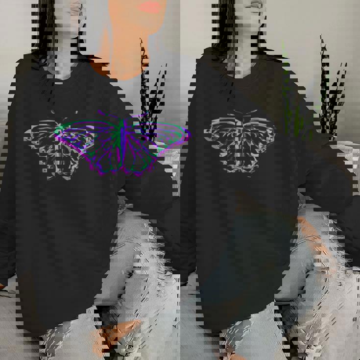 Donna Farfalla Psichedelicaiolaerde Boho Silhouette Con Collo A Women Sweatshirt Regalos para ella