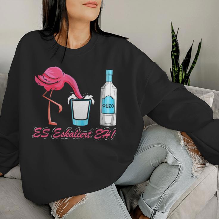 Es Escaliert Eh Flamingo & Ouzo Sweatshirt Frauen Geschenke für Sie