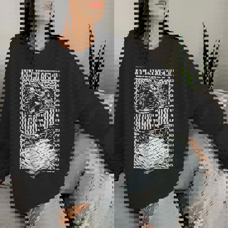 Facilement Distrait Par Les Illustrations Dragons & Books Sweat-shirt pour femme Cadeaux pour elle