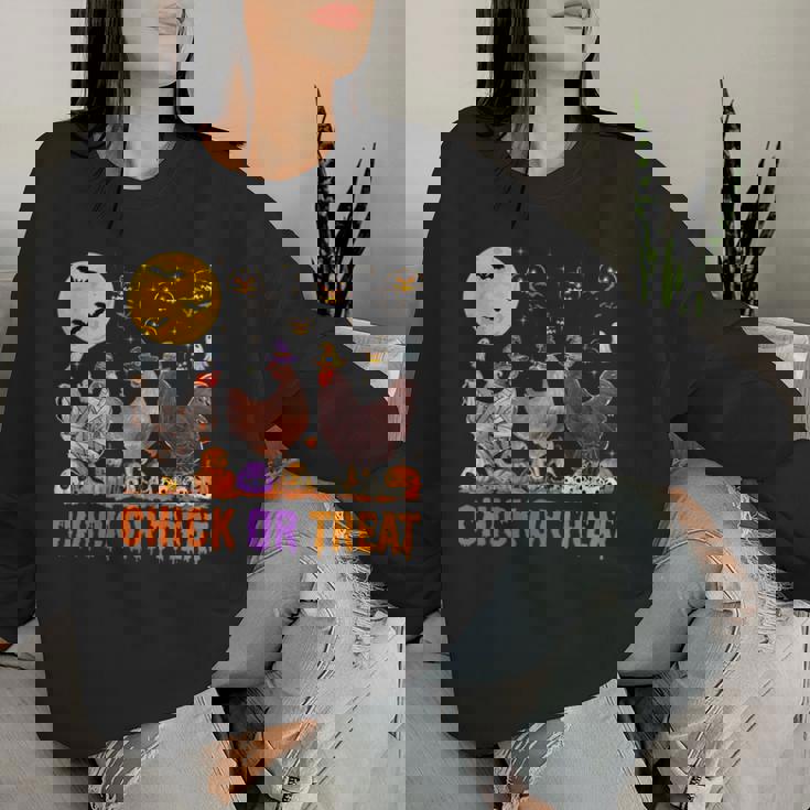 Fall Halloween Chicken Pumpkin Chick Or Treat Spooky Women Sweatshirt Gifts for Her