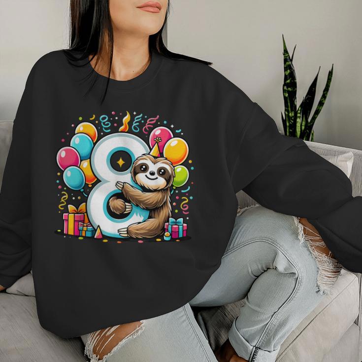 Faultier 8 Geburtstag Für Junge Mädchen 8 Jahre Alt Acht Faultier Sweatshirt Frauen Geschenke für Sie