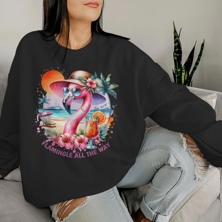 Flamingle All The Way Summer Cocktail Flamingo Summer Vibes Women Sweatshirt Gifts for Her