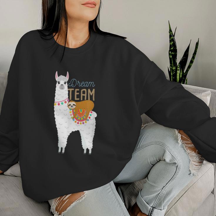 Alpaca Lama With Sloth Dream Team Sweatshirt Frauen Geschenke für Sie