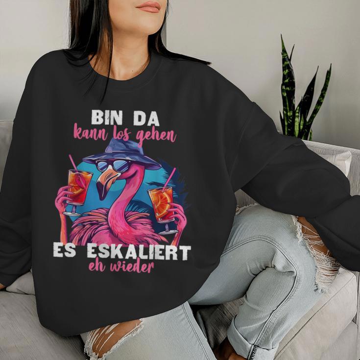 Flamingo Party Bin Da Kann Los Gehen Sweatshirt Frauen Geschenke für Sie