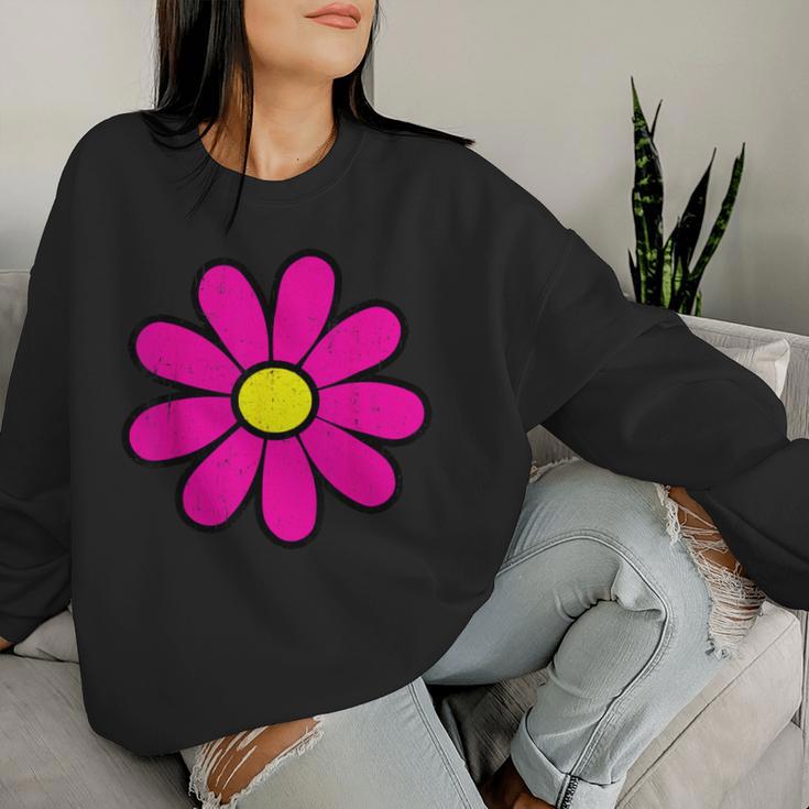 Happy Pink Daisy 60S 70S Retrointage Hippie Sweatshirt Frauen Geschenke für Sie