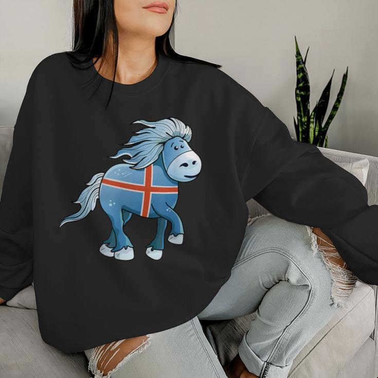 Icelandic Horse Islandpony Tölten Island Flag Sweatshirt Frauen Geschenke für Sie