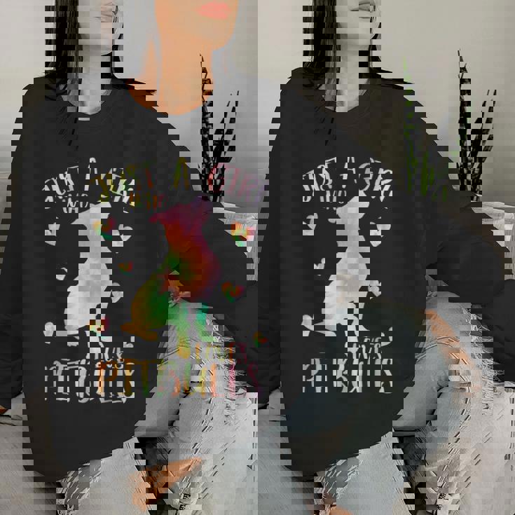 Just A Girl Who Loves Pitbulls Tie Dye Pitbull N Girls Women Sweatshirt Gifts for Her