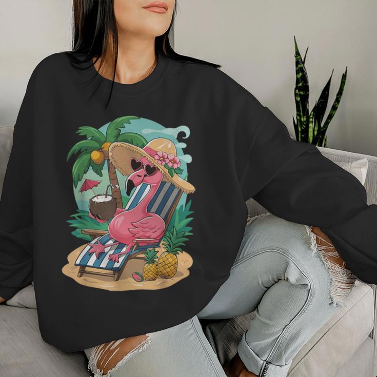 Lustiger Tropischer Rosa Flamingo Hawaii-Sommerparty Sweatshirt Frauen Geschenke für Sie