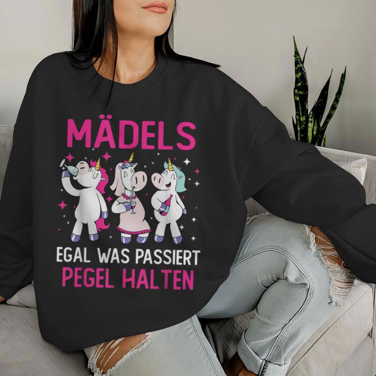 Mädels Egal Was Passiert Pegel Halten Girls' Evening Unicorn S Sweatshirt Frauen Geschenke für Sie