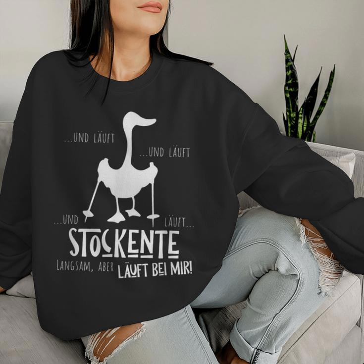 Mallard Duck Silhouette Läuft Bei Mir Nordic Walking Fun Sweatshirt Frauen Geschenke für Sie