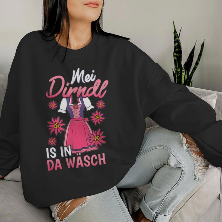 Mei Dirndl Is In Da Wäsch Edelweiss Tracht Women's S Sweatshirt Frauen Geschenke für Sie