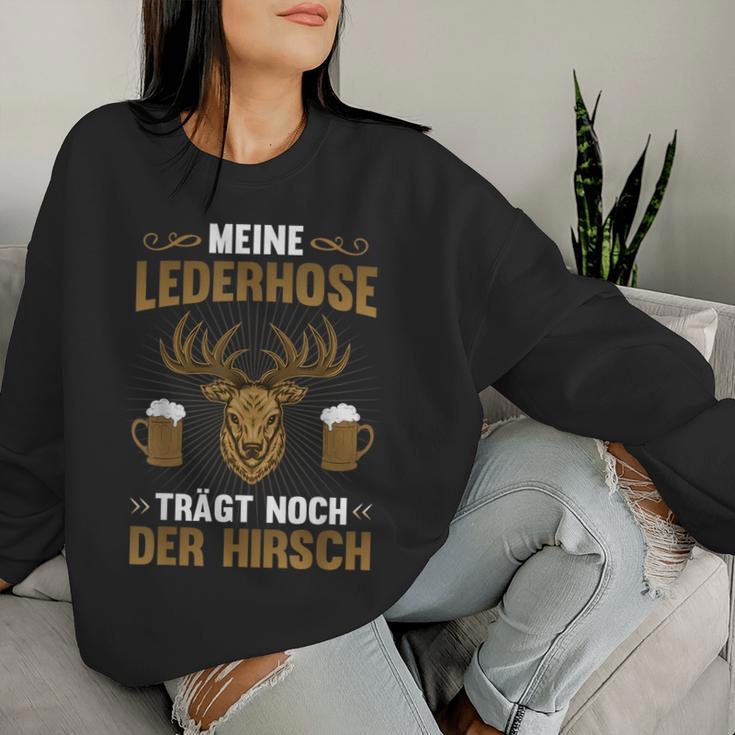 'Meine Lederhosen Hirsch Beer Alcohol Sauf Suff Party Saying Sweatshirt Frauen Geschenke für Sie