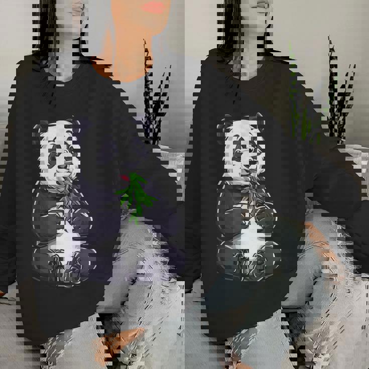 Oso Panda Con Bambú Oso Panda Niños Sudadera Mujer Regalos para ella