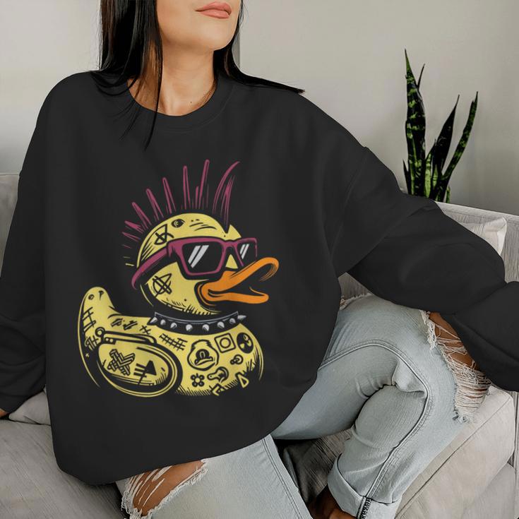 Punk Duck Duckling Punk Rocker Sweatshirt Frauen Geschenke für Sie