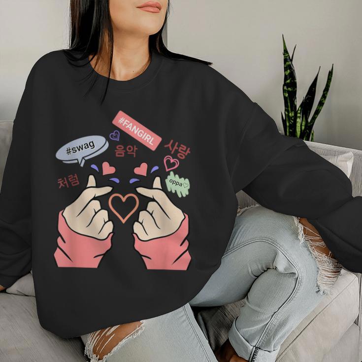 Saranghae Kpop Finger Heart For Girls Kpop Fan Sweatshirt Frauen Geschenke für Sie