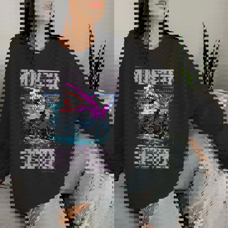 Shark Monster Truck Sister Monster Truck Are My Jam Truck Women Sweatshirt Gifts for Her