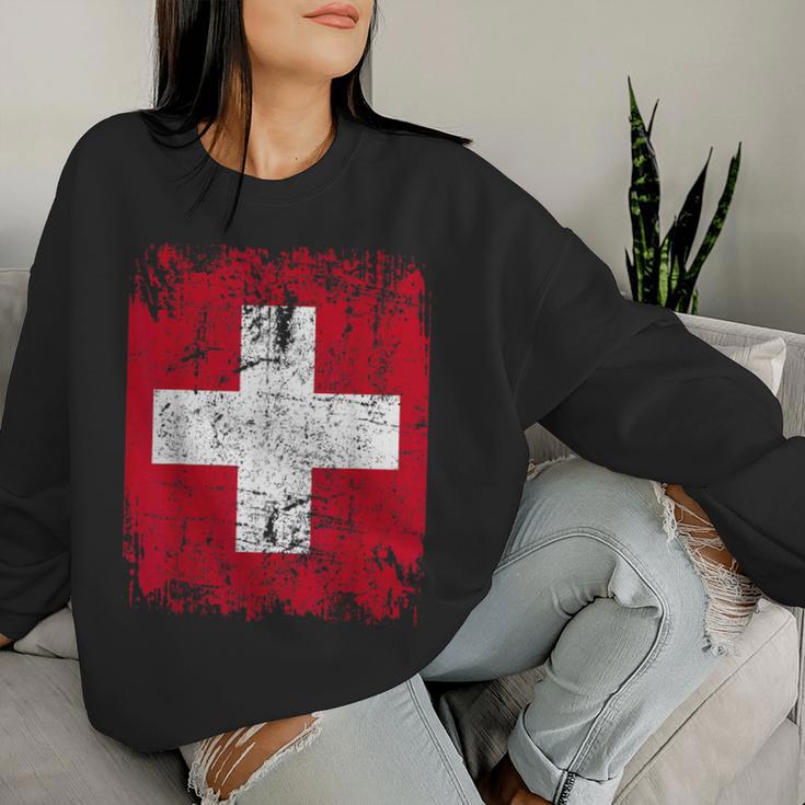 Swiss Flag Large Women's Children's Swiss Sweatshirt Frauen Geschenke für Sie