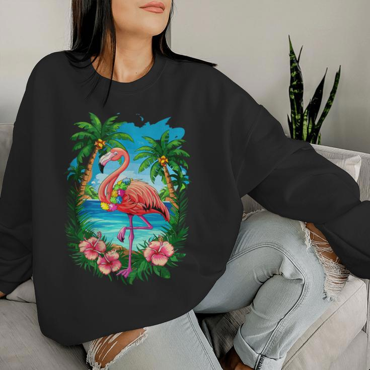 Tropical Flamingo Summer Vibes Beach For A Vacationer Women Sweatshirt Gifts for Her