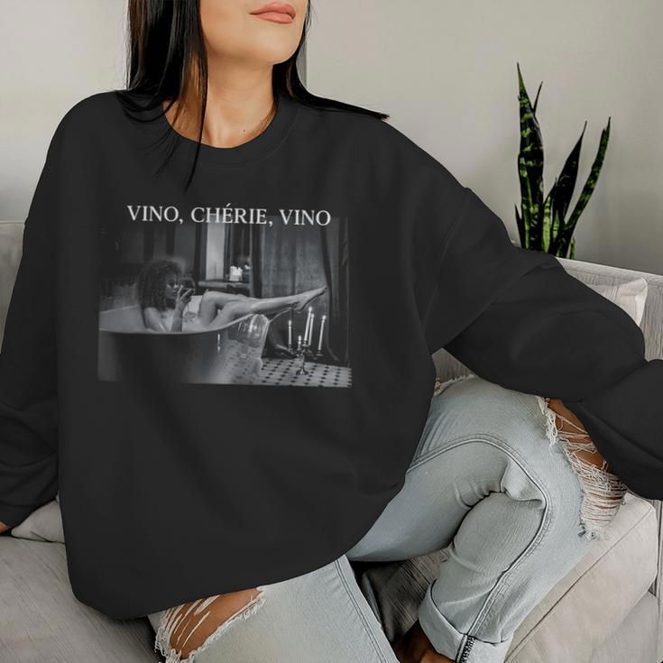 Vino Chérieino Chérie Wine Woman Bathtub Fun Sweatshirt Frauen Geschenke für Sie