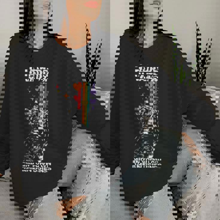 Walz Mind Your Own Damn Business Harris Waltz Cat Lady Lgbt Women Sweatshirt Gifts for Her