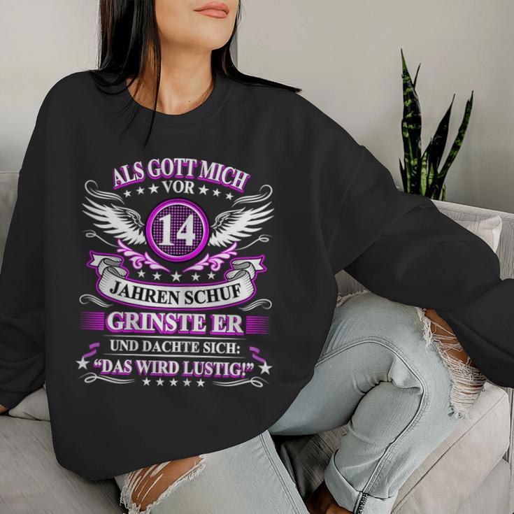 Women's Als Gott Michor 14 Jahren Schuf Grinste Er 14Th Birthday S Sweatshirt Frauen Geschenke für Sie