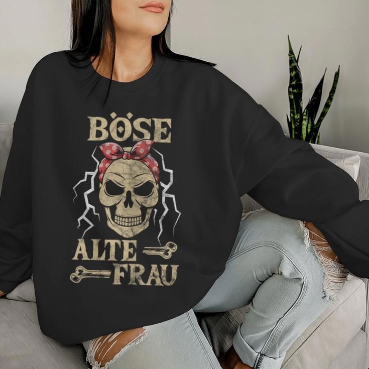 Women's Evil Old Woman Skull Old Womanintage Biker Sweatshirt Frauen Geschenke für Sie