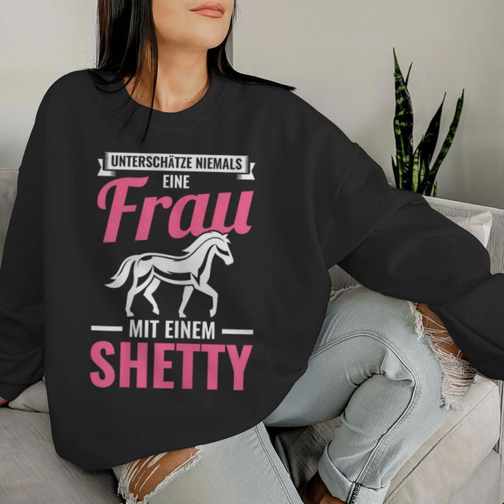 Women's Frau Mit Einem Shetland Pony Rider Sweatshirt Frauen Geschenke für Sie