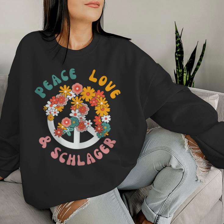 Women's Peace Love And Schlager Outfit Women's Hit Party Women's Sweatshirt Frauen Geschenke für Sie