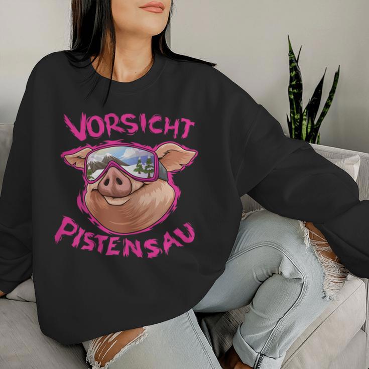 Women's Ski Rabbit Outfit Caution Pistensau Après Ski Party Sweatshirt Frauen Geschenke für Sie