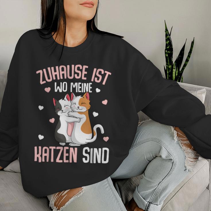 Zuhause Ist Wo Meine Katzen Sind Katze Girl's Women's Sweatshirt Frauen Geschenke für Sie